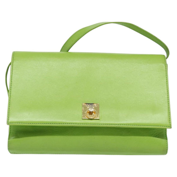 CELINE Shoulder Bag Leather Green Gold Auth yk18448