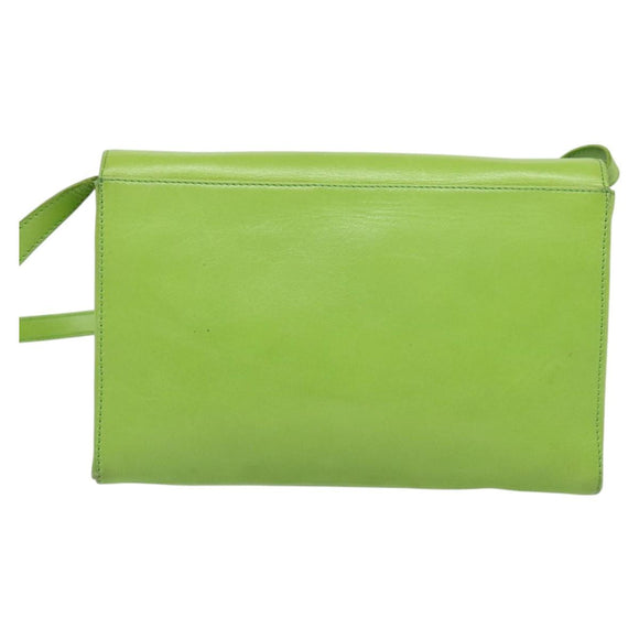 CELINE Shoulder Bag Leather Green Gold Auth yk18448