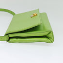 CELINE Shoulder Bag Leather Green Gold Auth yk18448-4