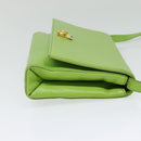 CELINE Shoulder Bag Leather Green Gold Auth yk18448-5
