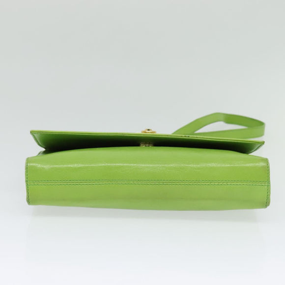 CELINE Shoulder Bag Leather Green Gold Auth yk18448