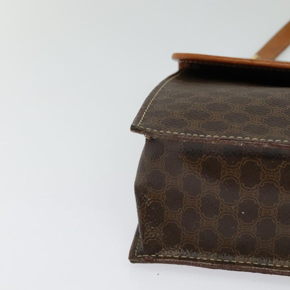 CELINE Macadam Canvas Hand Bag PVC Leather 2way Brown Gold Auth yk18454