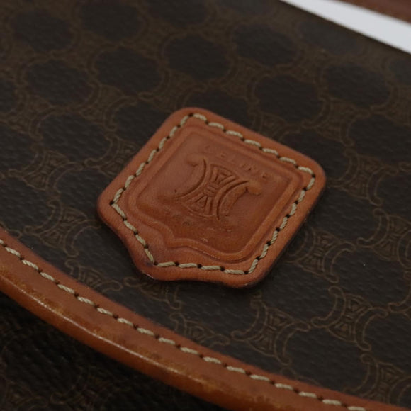 CELINE Macadam Canvas Hand Bag PVC Leather 2way Brown Gold Auth yk18454