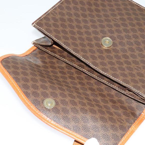 CELINE Macadam Canvas Hand Bag PVC Leather 2way Brown Gold Auth yk18454