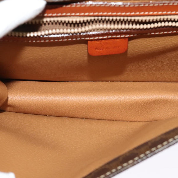 CELINE Macadam Canvas Hand Bag PVC Leather 2way Brown Gold Auth yk18454