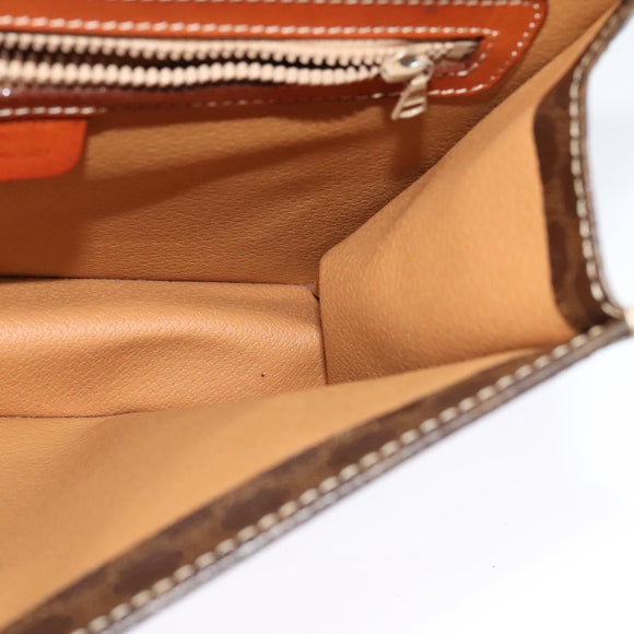 CELINE Macadam Canvas Hand Bag PVC Leather 2way Brown Gold Auth yk18454