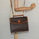 CELINE Macadam Canvas Hand Bag PVC Leather 2way Brown Gold Auth yk18454-23
