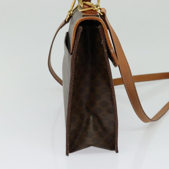 CELINE Macadam Canvas Hand Bag PVC Leather 2way Brown Gold Auth yk18454