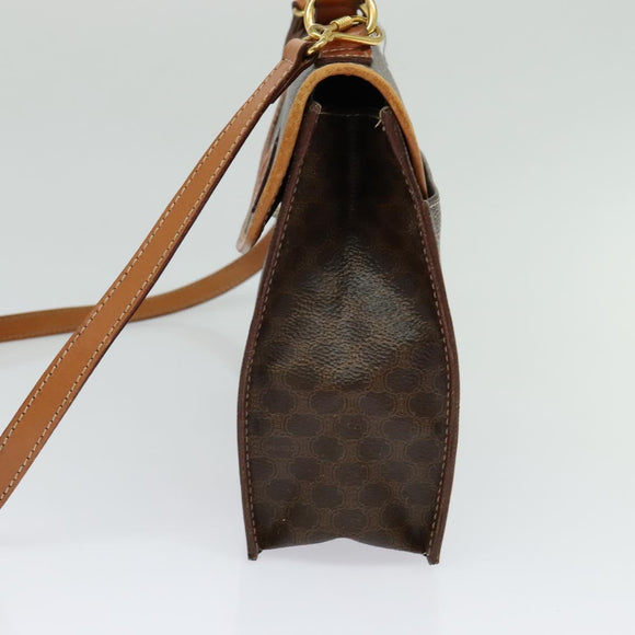 CELINE Macadam Canvas Hand Bag PVC Leather 2way Brown Gold Auth yk18454