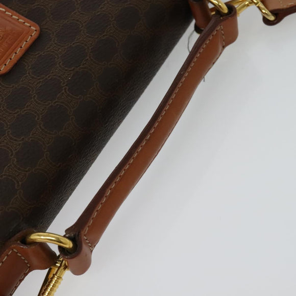 CELINE Macadam Canvas Hand Bag PVC Leather 2way Brown Gold Auth yk18454