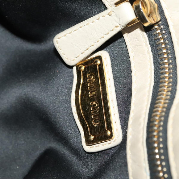 Miu Miu Shoulder Bag Leather 2way Gray Gold Auth yk18463