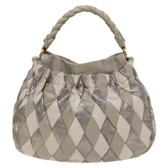 Miu Miu Shoulder Bag Leather 2way Gray Gold Auth yk18463
