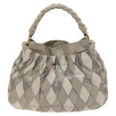 Miu Miu Shoulder Bag Leather 2way Gray Gold Auth yk18463-2