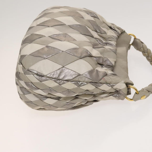 Miu Miu Shoulder Bag Leather 2way Gray Gold Auth yk18463