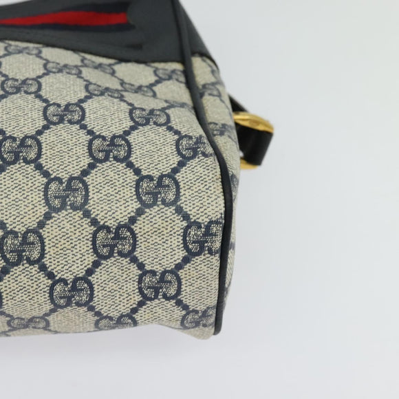 GUCCI GG Supreme Sherry Line Shoulder Bag PVC Navy Gold 001 56 6472 Auth yk18475