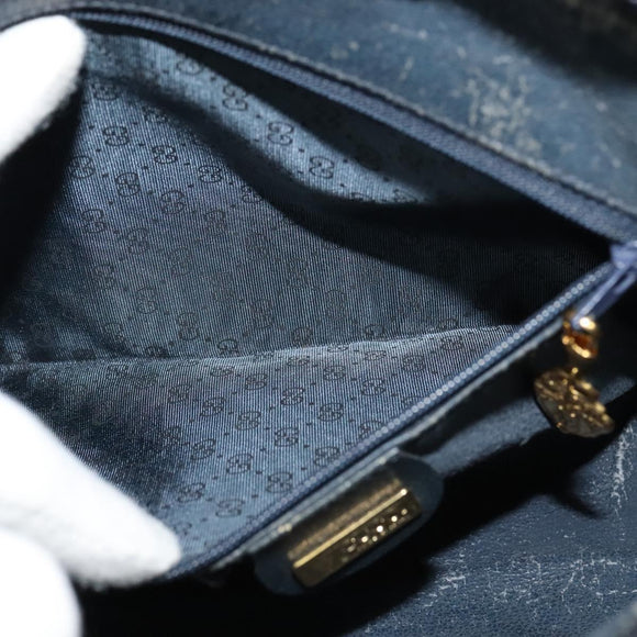 GUCCI GG Supreme Sherry Line Shoulder Bag PVC Navy Gold 001 56 6472 Auth yk18475