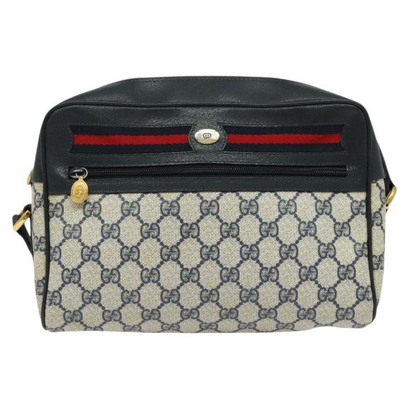 GUCCI GG Supreme Sherry Line Shoulder Bag PVC Navy Gold 001 56 6472 Auth yk18475