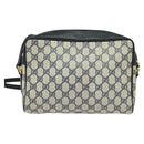 GUCCI GG Supreme Sherry Line Shoulder Bag PVC Navy Gold 001 56 6472 Auth yk18475-2