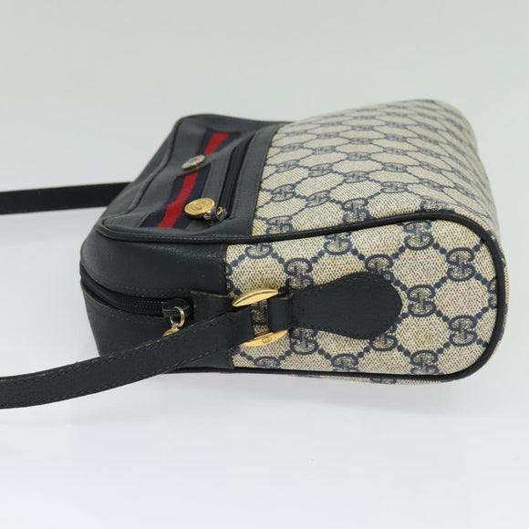 GUCCI GG Supreme Sherry Line Shoulder Bag PVC Navy Gold 001 56 6472 Auth yk18475