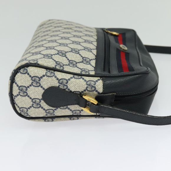 GUCCI GG Supreme Sherry Line Shoulder Bag PVC Navy Gold 001 56 6472 Auth yk18475