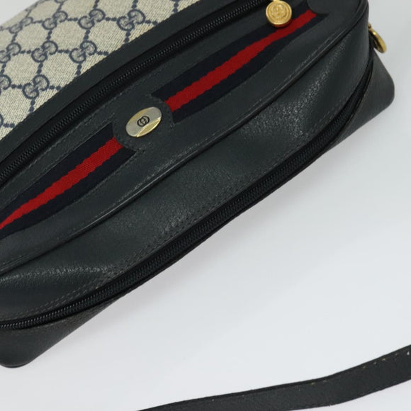 GUCCI GG Supreme Sherry Line Shoulder Bag PVC Navy Gold 001 56 6472 Auth yk18475