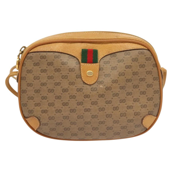 GUCCI GG Supreme Web Sherry Line Bag PVC Beige Gold 164 02 066 Auth yk18484