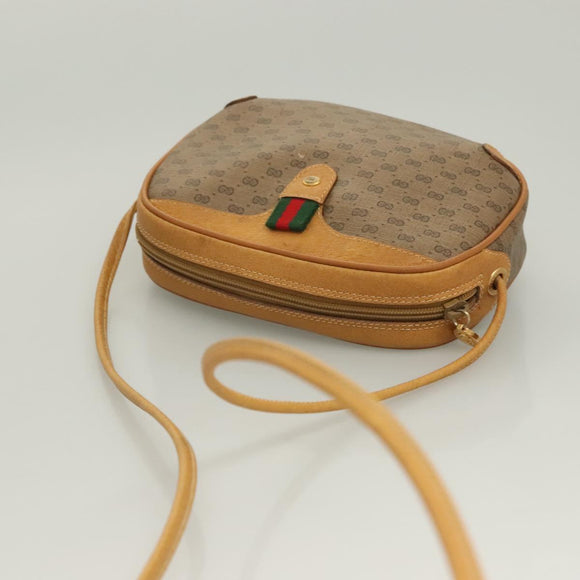 GUCCI GG Supreme Web Sherry Line Bag PVC Beige Gold 164 02 066 Auth yk18484