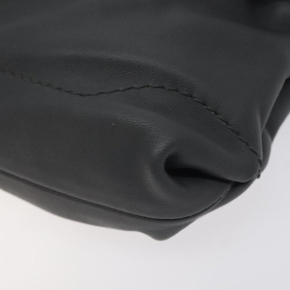 Salvatore Ferragamo Gancini Chain Shoulder Bag Leather Gray Gold Auth yk18490