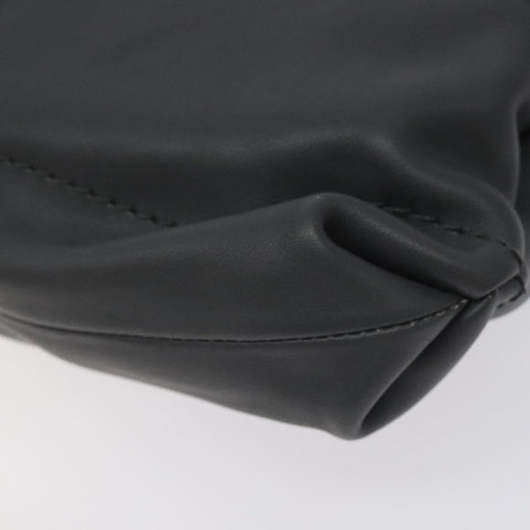 Salvatore Ferragamo Gancini Chain Shoulder Bag Leather Gray Gold Auth yk18490