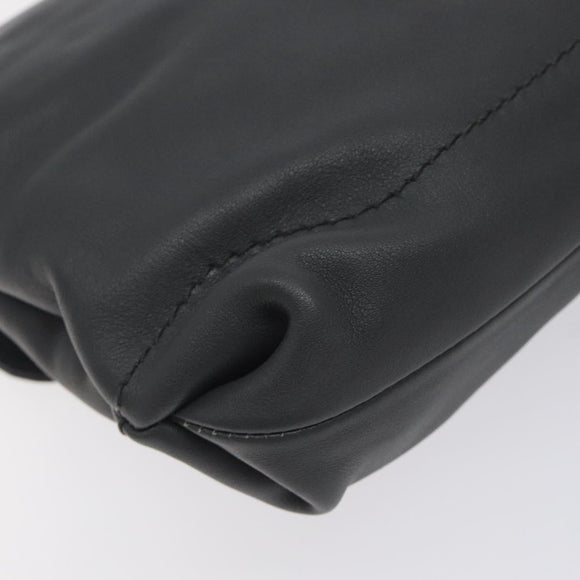 Salvatore Ferragamo Gancini Chain Shoulder Bag Leather Gray Gold Auth yk18490