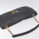 Salvatore Ferragamo Gancini Chain Shoulder Bag Leather Gray Gold Auth yk18490-6