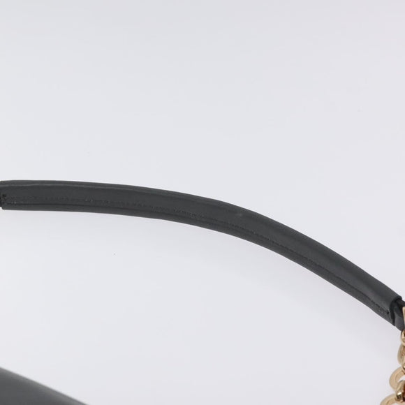 Salvatore Ferragamo Gancini Chain Shoulder Bag Leather Gray Gold Auth yk18490