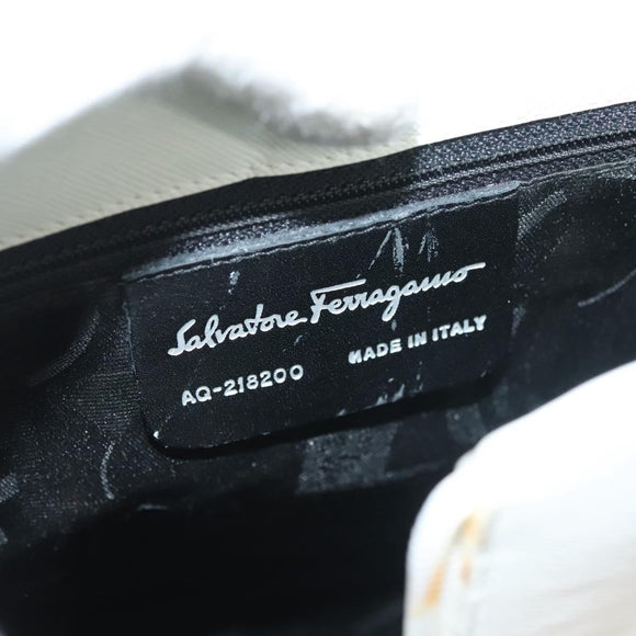 Salvatore Ferragamo Shoulder Bag Leather White Silver Auth yk18499