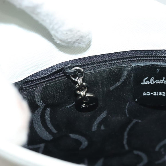 Salvatore Ferragamo Shoulder Bag Leather White Silver Auth yk18499