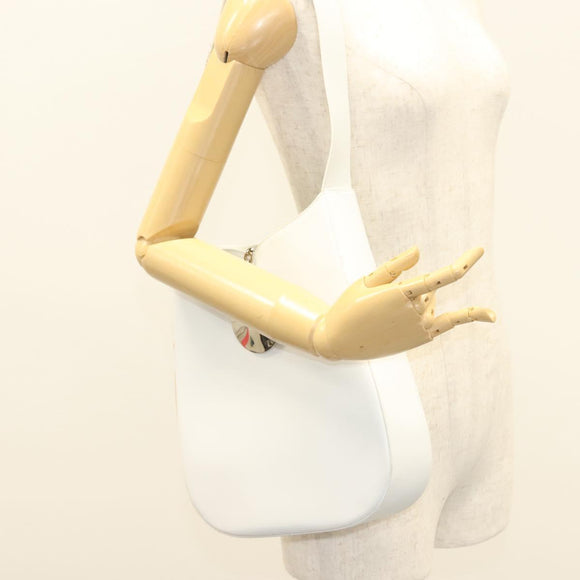 Salvatore Ferragamo Shoulder Bag Leather White Silver Auth yk18499