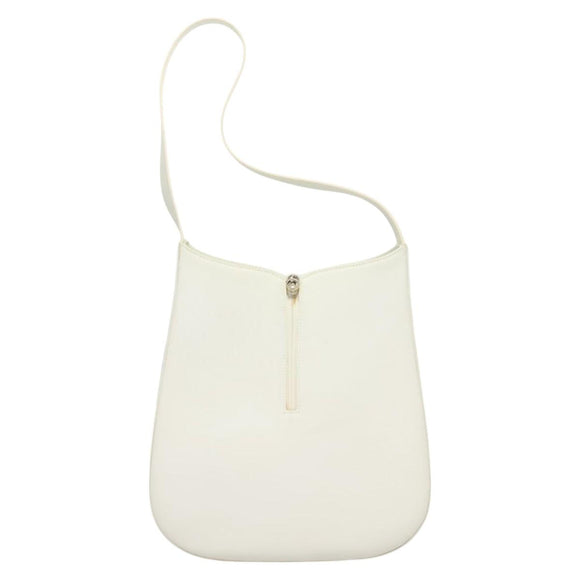 Salvatore Ferragamo Shoulder Bag Leather White Silver Auth yk18499