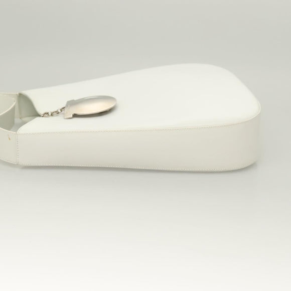 Salvatore Ferragamo Shoulder Bag Leather White Silver Auth yk18499