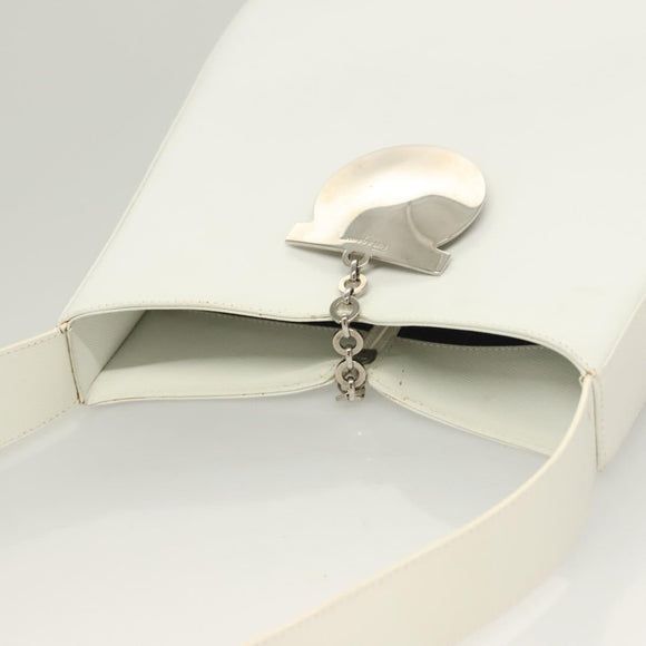 Salvatore Ferragamo Shoulder Bag Leather White Silver Auth yk18499