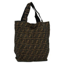 FENDI Zucca Canvas Tote Bag Black Brown Auth yk18506-1