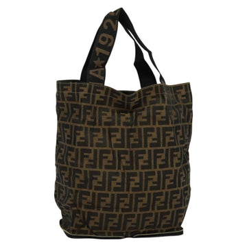 FENDI Zucca Canvas Tote Bag Black Brown Auth yk18506