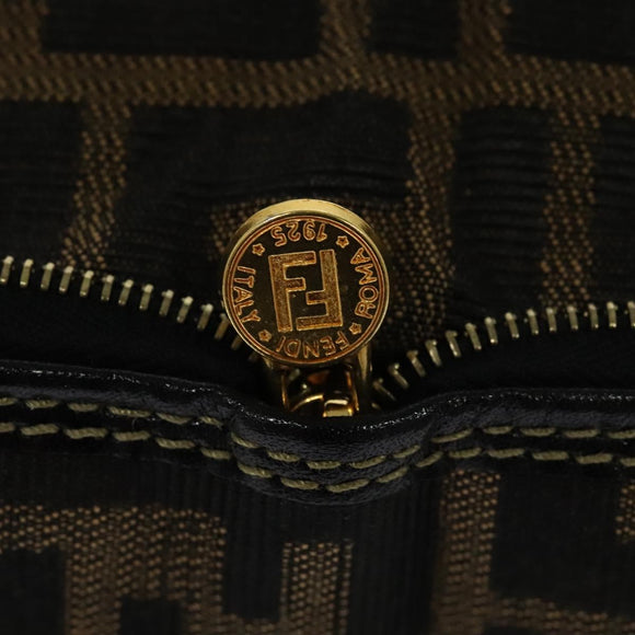 FENDI Zucca Canvas Tote Bag Black Brown Auth yk18506