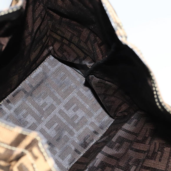 FENDI Zucca Canvas Tote Bag Black Brown Auth yk18506