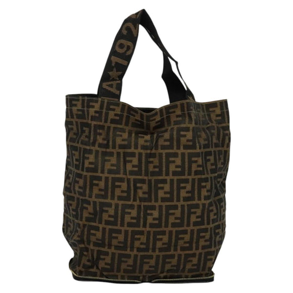 FENDI Zucca Canvas Tote Bag Black Brown Auth yk18506