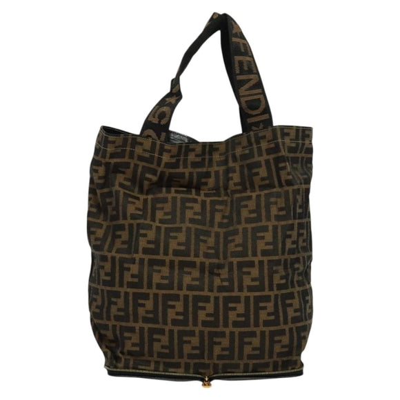 FENDI Zucca Canvas Tote Bag Black Brown Auth yk18506