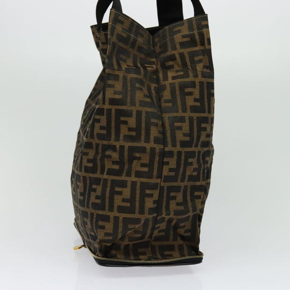 FENDI Zucca Canvas Tote Bag Black Brown Auth yk18506