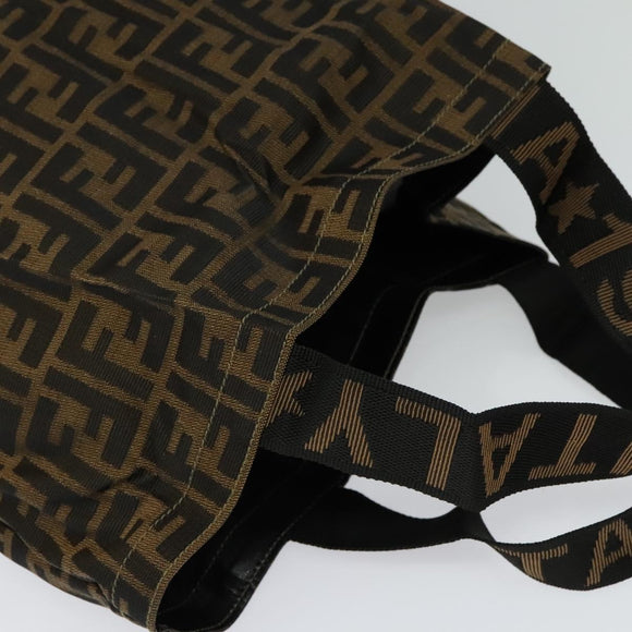FENDI Zucca Canvas Tote Bag Black Brown Auth yk18506