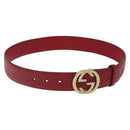 GUCCI Interlocking Guccissima GG Canvas Belt 35.4"" Red 370543 Auth yk18513-1