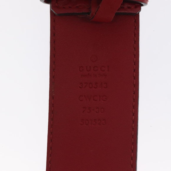 GUCCI Interlocking Guccissima GG Canvas Belt 35.4"" Red 370543 Auth yk18513
