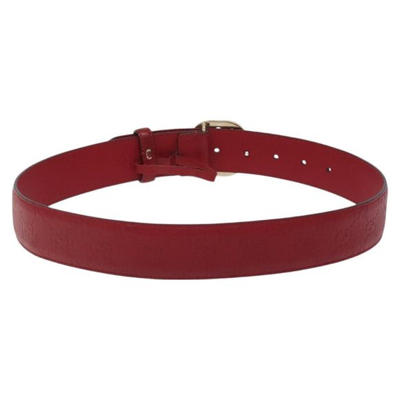 GUCCI Interlocking Guccissima GG Canvas Belt 35.4"" Red 370543 Auth yk18513