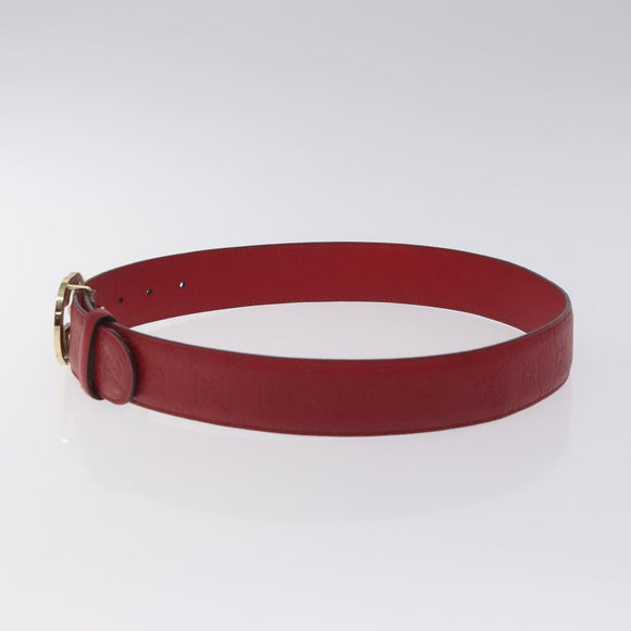 GUCCI Interlocking Guccissima GG Canvas Belt 35.4"" Red 370543 Auth yk18513